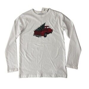 Crewcuts Christmas Truck Long Sleeve White Shirt Boys Size L 10/11